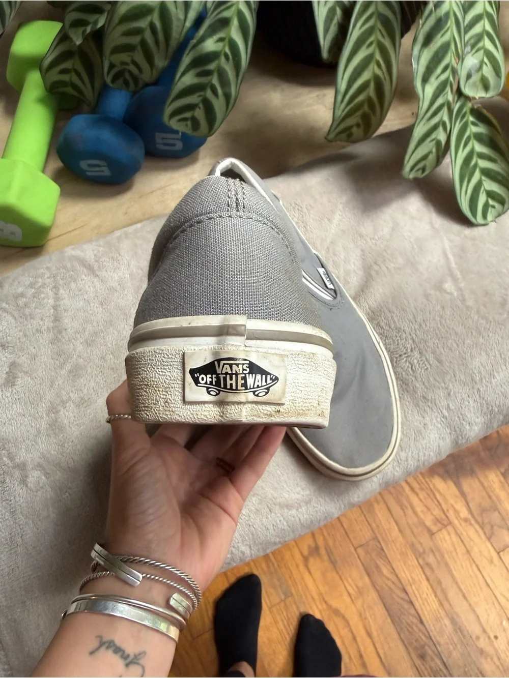 Vans Gray Classic Slip-On Canvas Shoes